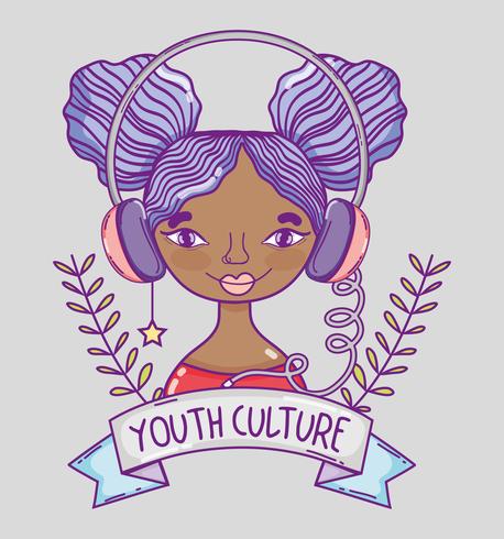 Caricature de la femme millénaire de la culture de la jeunesse vecteur