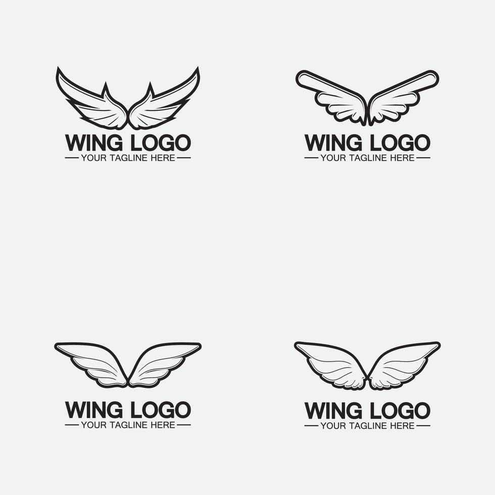 ensemble ailes logo vecteur icône symbole illustration modèle de conception