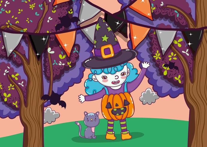 Halloween dessins animés mignons vecteur