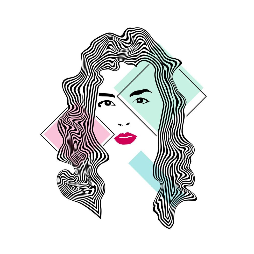 illustration vectorielle abstraite visage féminin art vecteur