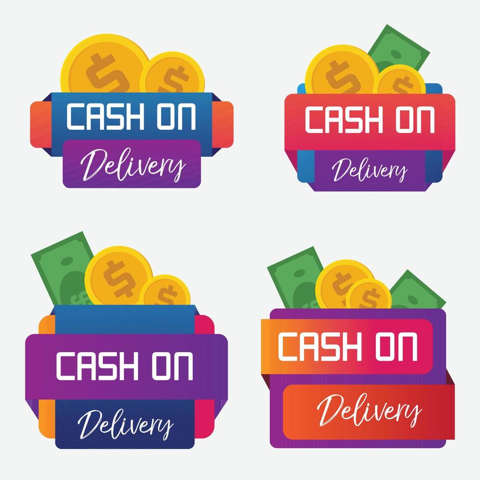 ensemble d'icônes de badges de gradient de paiement à la livraison. illustration vectorielle de concept de conception de boutique en ligne vecteur