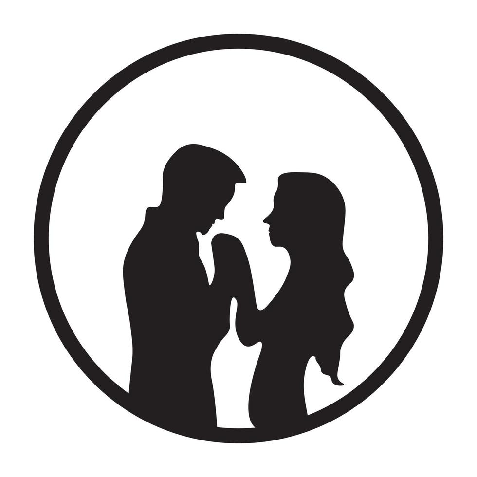 icône de silhouette de couple en cercle vecteur