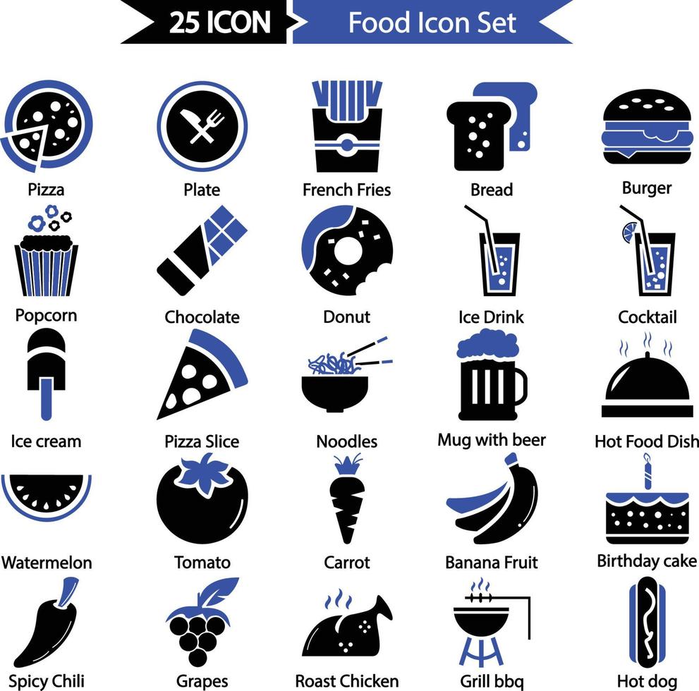 jeu d'icônes de nourriture vecteur