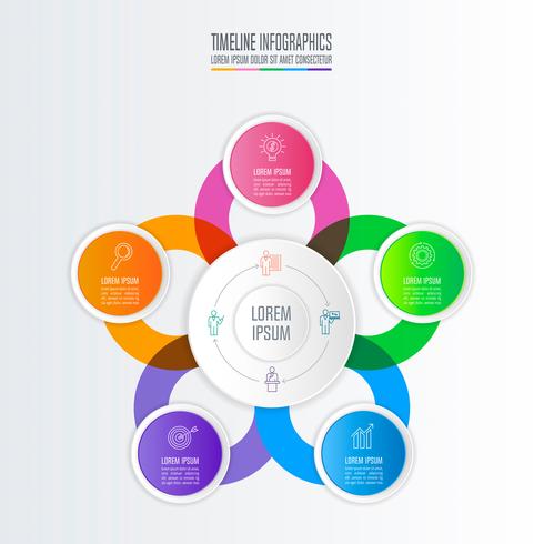 concept d&#39;entreprise de conception infographique avec 5 options. vecteur