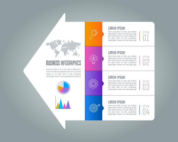 concept d&#39;entreprise de conception infographique avec 4 options. vecteur