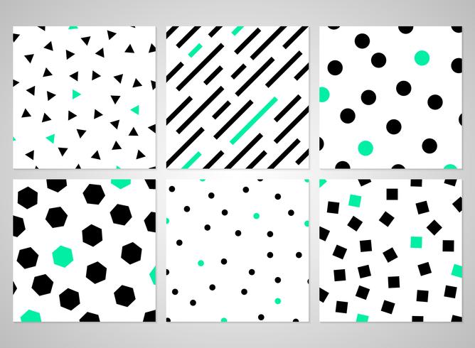 Abstrait motif géométrique noir serti de couleur verte aléatoire. vecteur