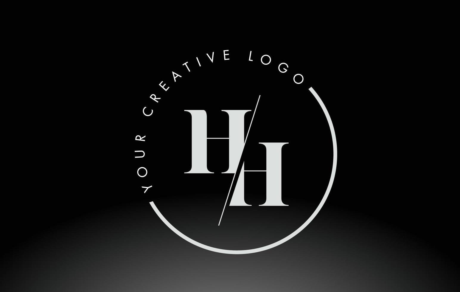 création de logo de lettre hh serif blanc avec coupe croisée créative. vecteur