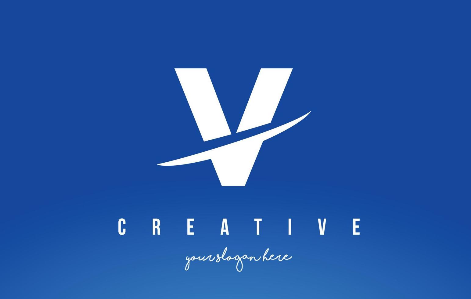 création de logo moderne lettre v avec fond blanc et swoosh. vecteur