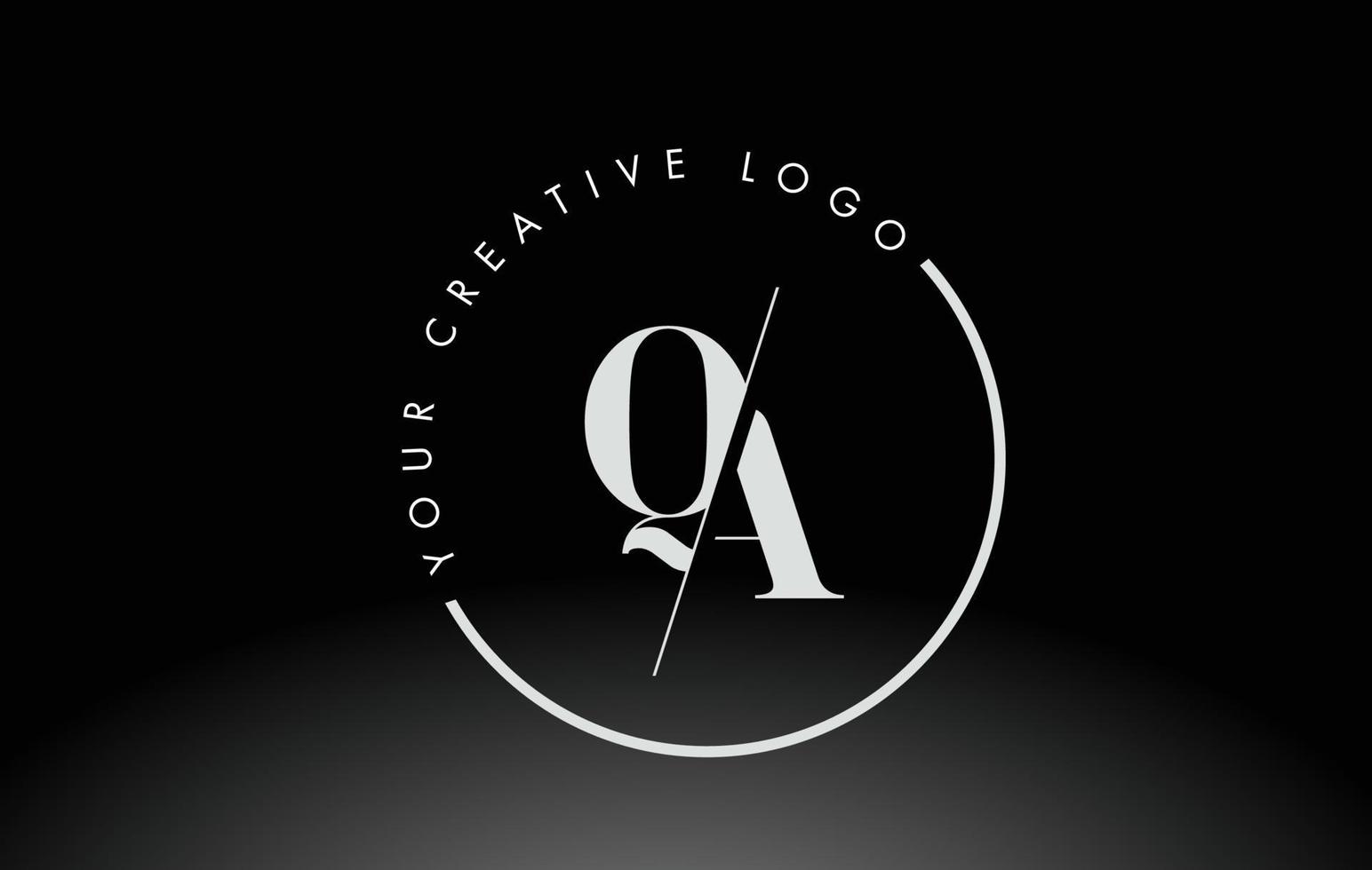 création de logo de lettre qa serif blanche avec coupe croisée créative. vecteur