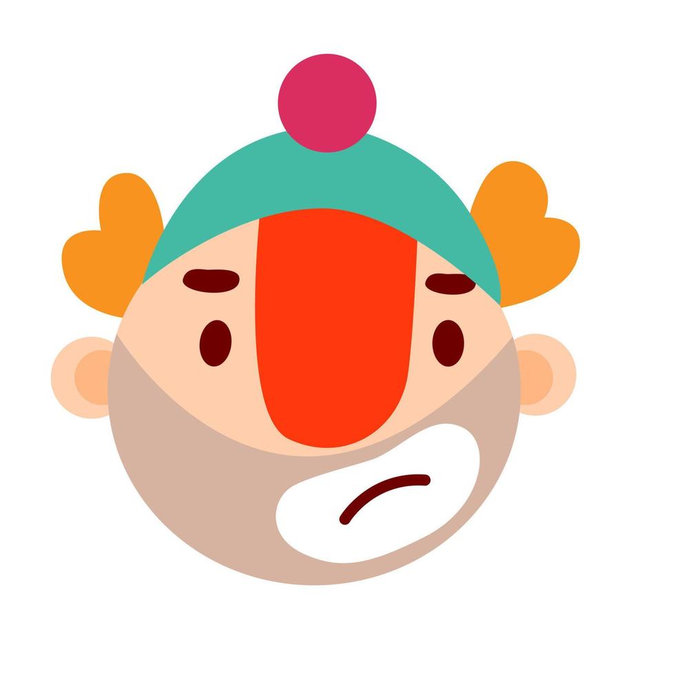 tête de clown émotionnelle doodle dessin animé avec chapeau vecteur