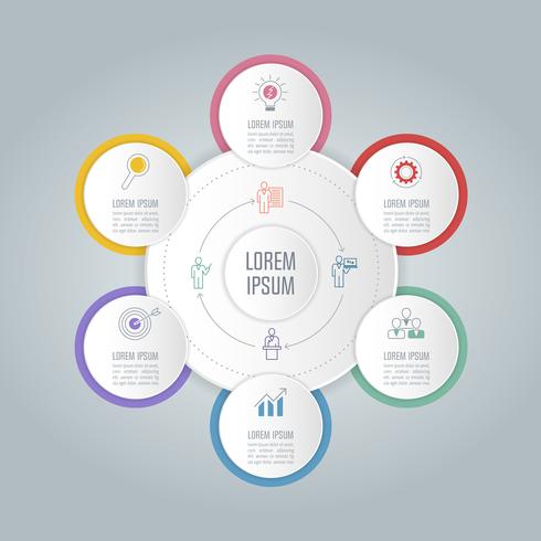 concept d&#39;entreprise de conception infographique avec 6 options. vecteur