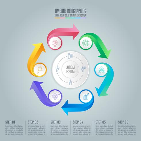 concept d&#39;entreprise de conception infographique avec 6 options. vecteur