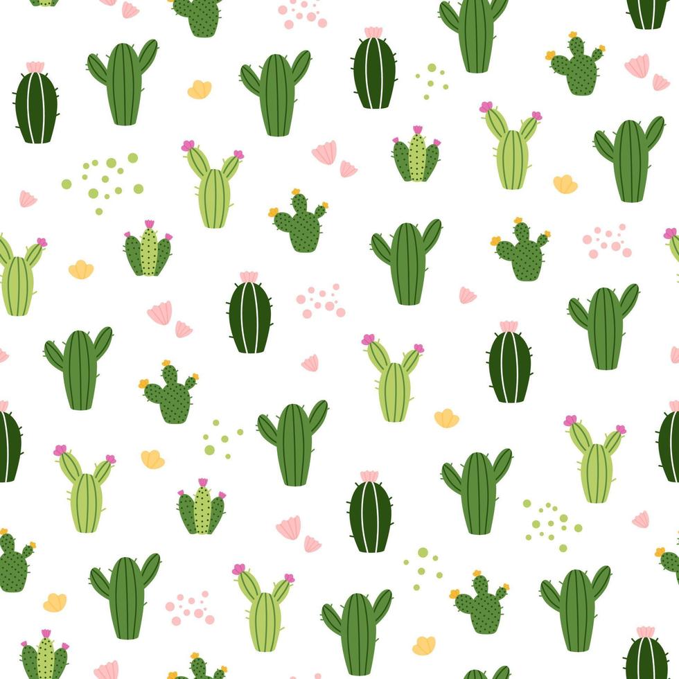 modèle vectoriel continu drôle avec des fleurs de cactus tropical