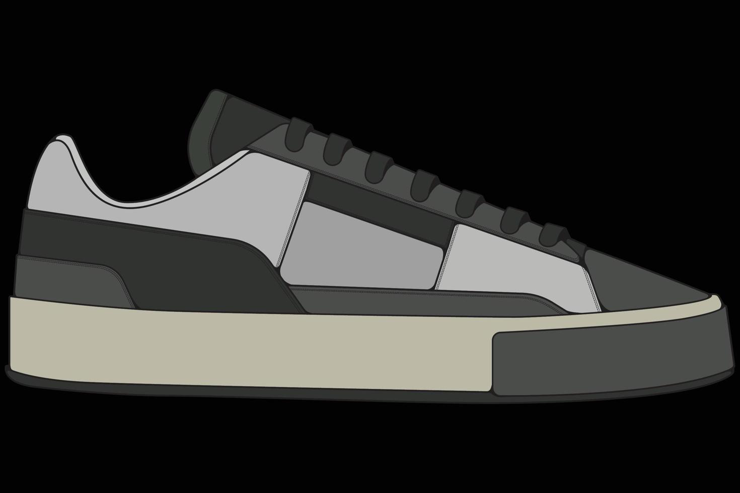 chaussures de baskets vectorielles pour l'entraînement, illustration vectorielle de chaussure de course. chaussures de sport couleur pleine. vecteur