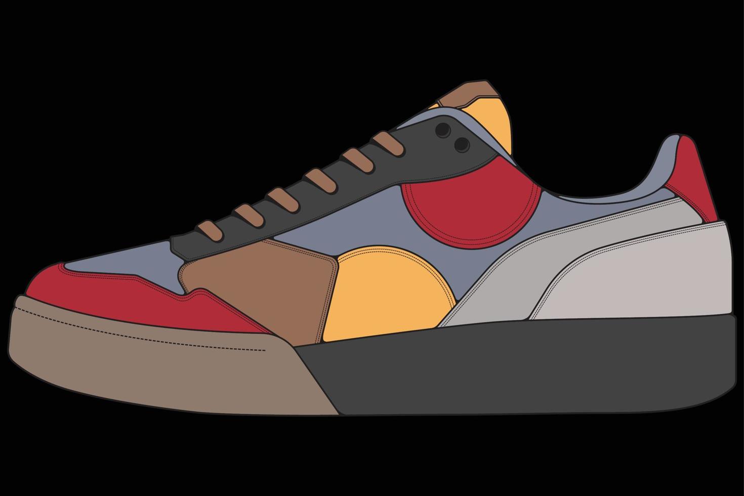 chaussures de baskets vectorielles pour l'entraînement, illustration vectorielle de chaussure de course. chaussures de sport couleur pleine. vecteur