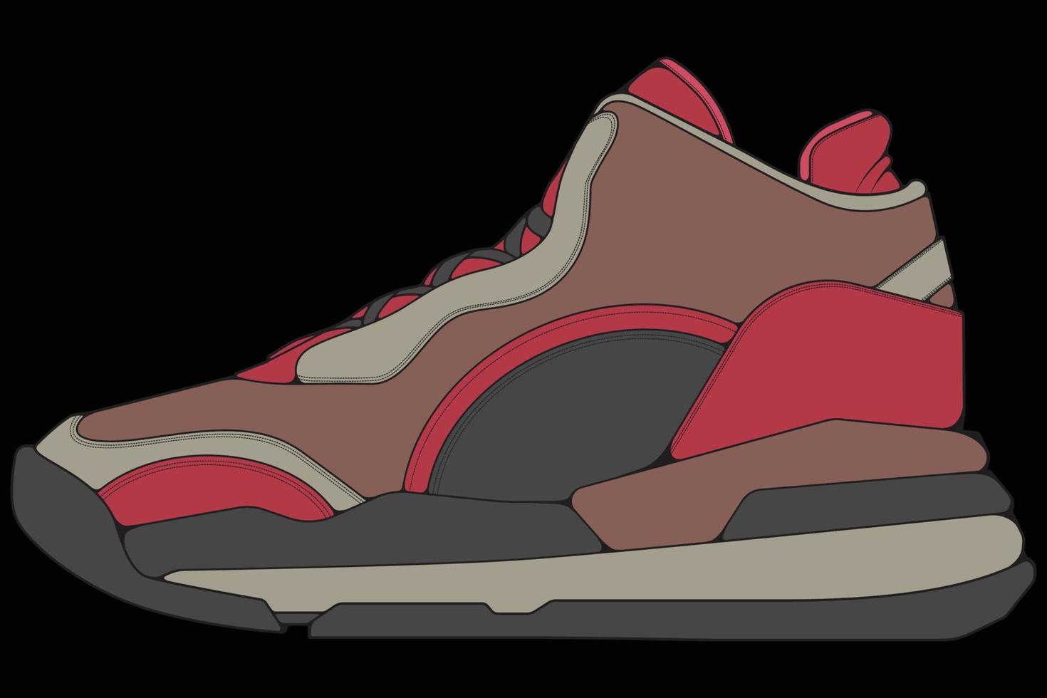 chaussures de baskets vectorielles pour l'entraînement, illustration vectorielle de chaussure de course. chaussures de sport couleur pleine. vecteur