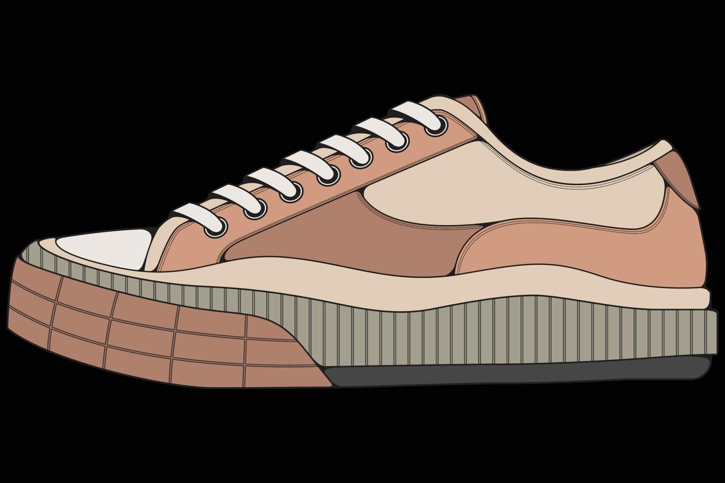 chaussures de baskets vectorielles pour l'entraînement, illustration vectorielle de chaussure de course. chaussures de sport couleur pleine. vecteur