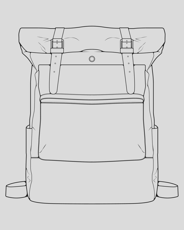 croquis d'un sac à dos. sac à dos isolé sur fond blanc. illustration vectorielle d'un style de croquis. vecteur