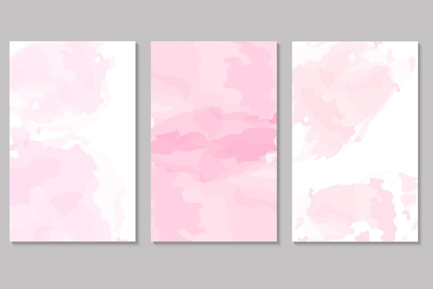 collection de modèles de cartes d'invitation de mariage de printemps. texture humide aquarelle rose clair ou abricot. peinture fluide blush. encre d'alcool. vecteur
