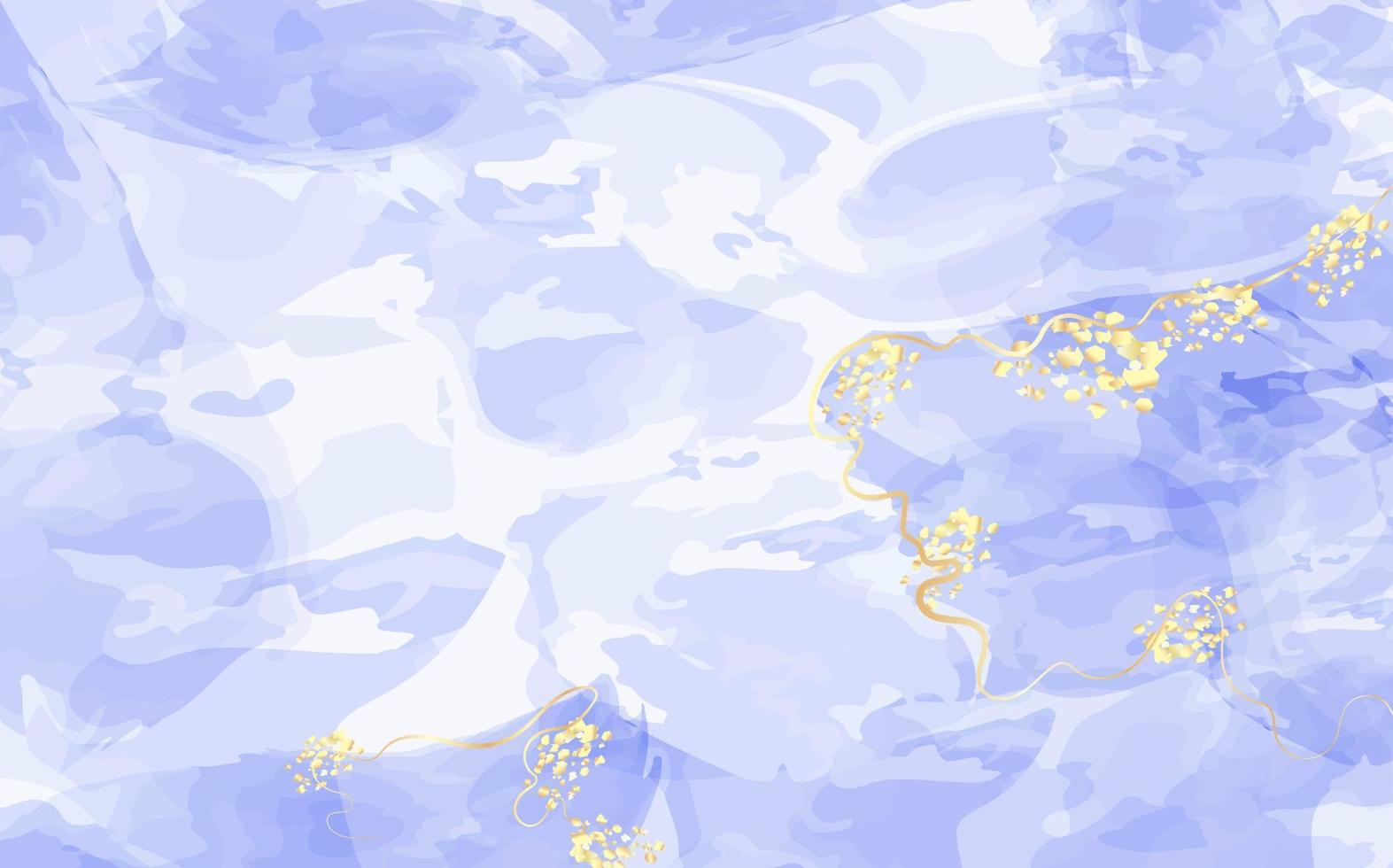 ciel et nuages à l'aquarelle peints à la main, arrière-plan abstrait à l'aquarelle avec texture dorée. .peinture fluide bleue .invitation de mariage de printemps. vecteur
