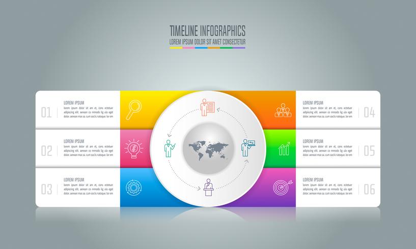 concept d&#39;entreprise de conception infographique avec 6 options. vecteur