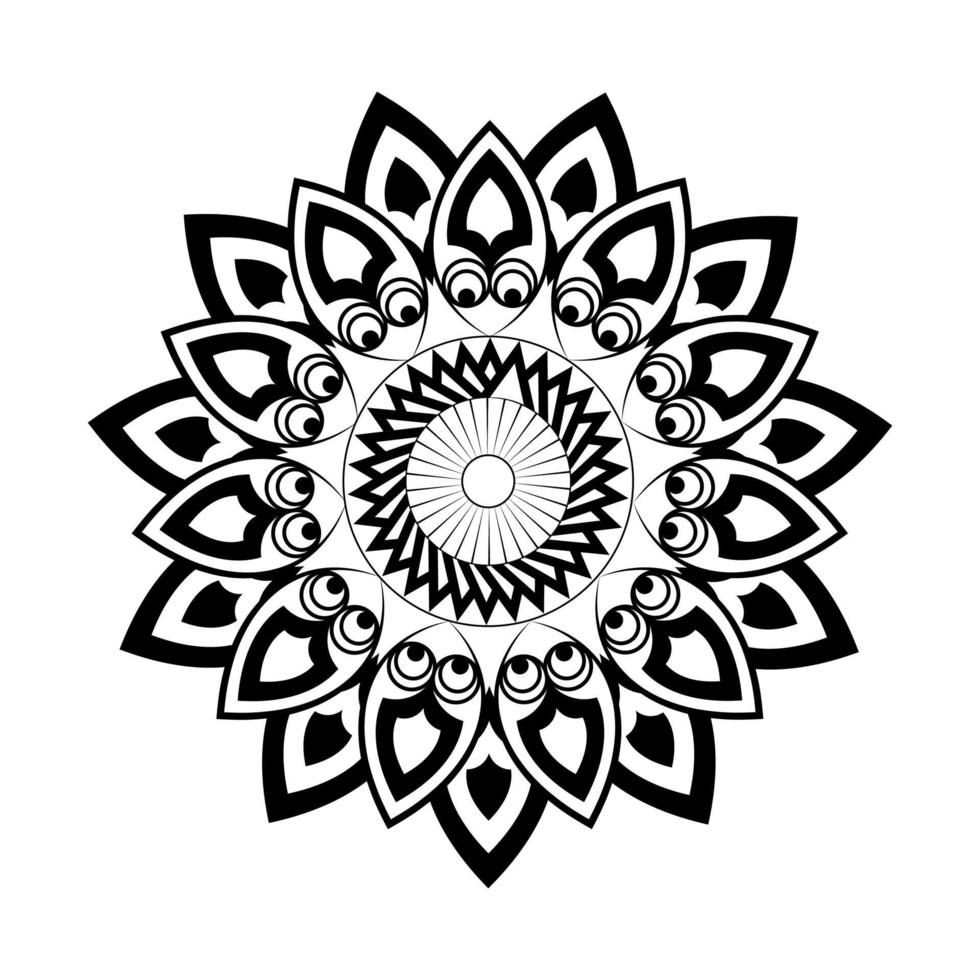 mandala ornement motifs graphiques illustration vectorielle fond noir et blanc vecteur premium