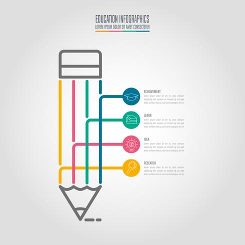 Modèle d&#39;infographie de l&#39;éducation option en 4 étapes. Vecteur de conception infographique Timeline.