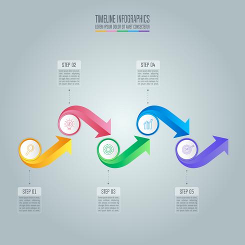 concept d&#39;entreprise de conception infographique avec 5 options. vecteur