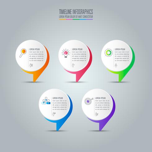 concept d&#39;entreprise de conception infographique avec 5 options. vecteur