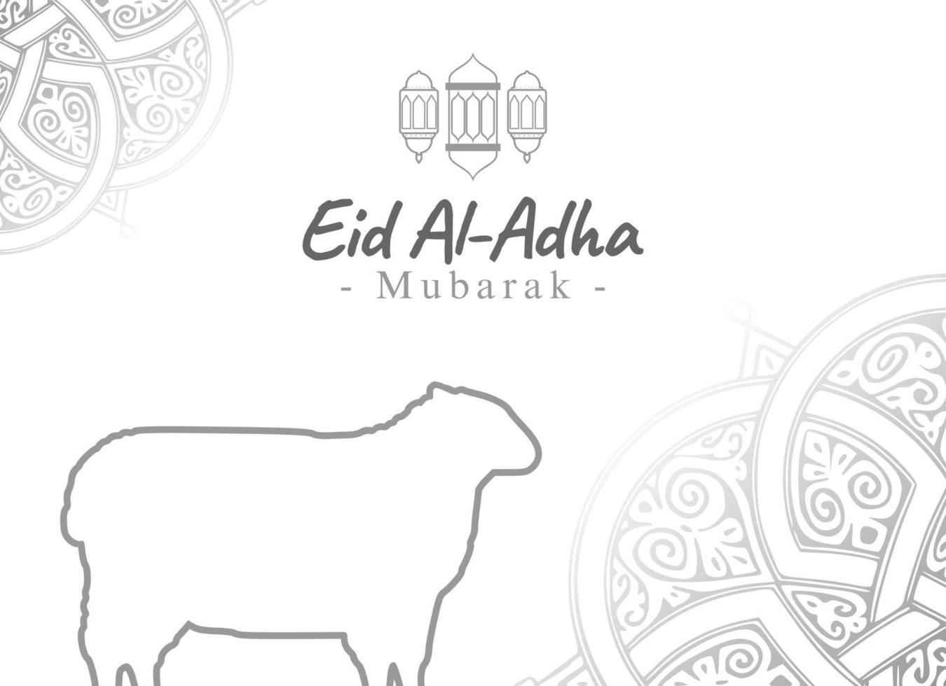 illustration vectorielle de conception eid adha mubarak avec style de croquis complet avec illustration animale. adapté à la carte de voeux, à l'affiche et à la bannière. vecteur