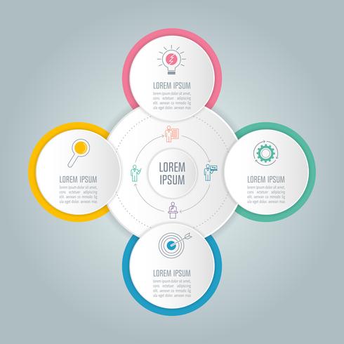 concept d&#39;entreprise de conception infographique avec 4 options. vecteur