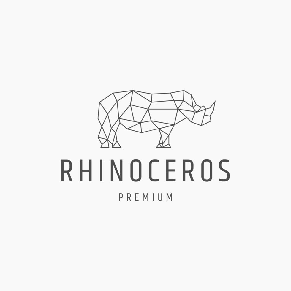 modèle de conception d'icône logo rhinocéros dessin au trait géométrique vecteur