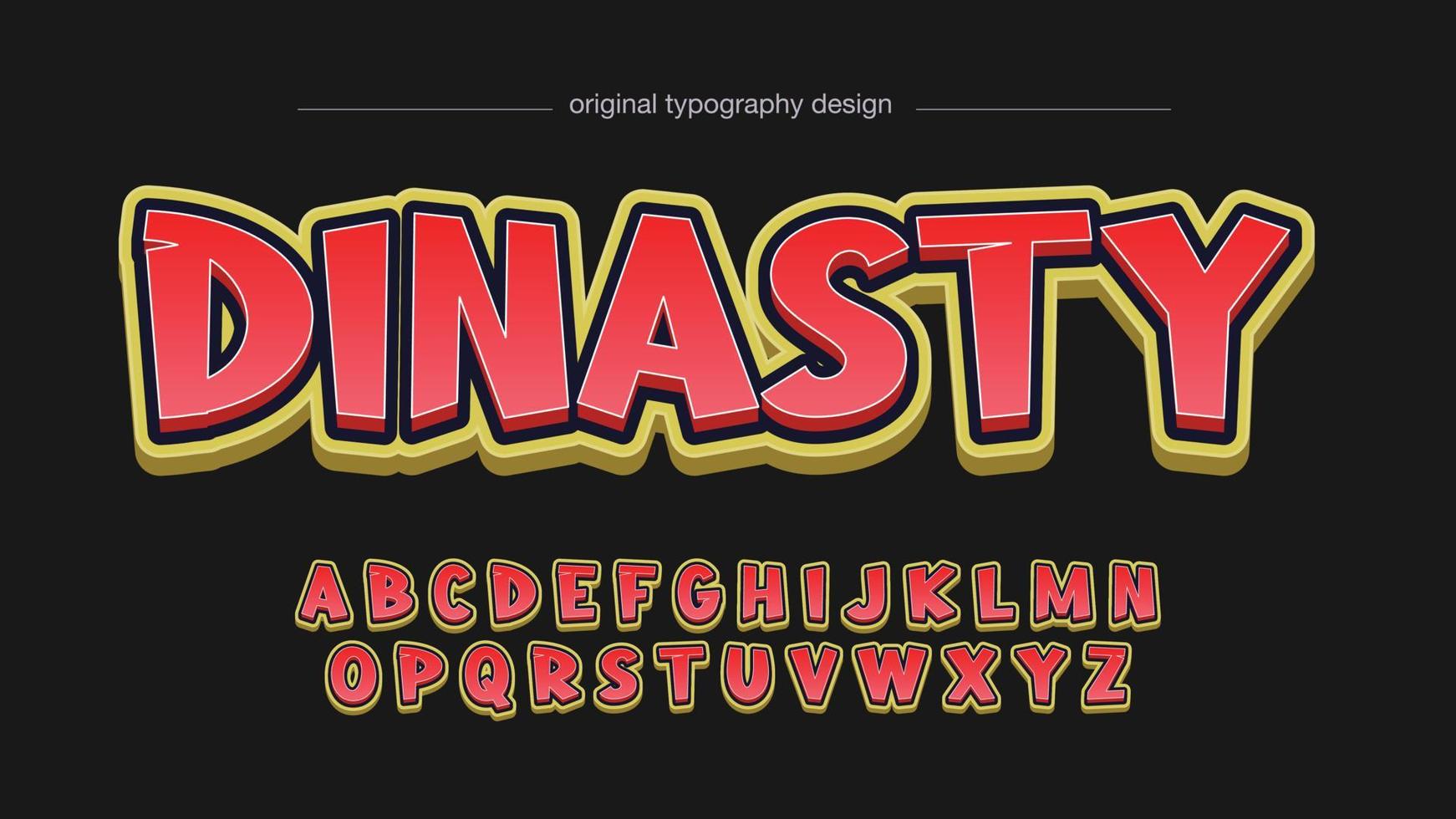 typographie de jeu de dessin animé 3d jaune et rouge vecteur