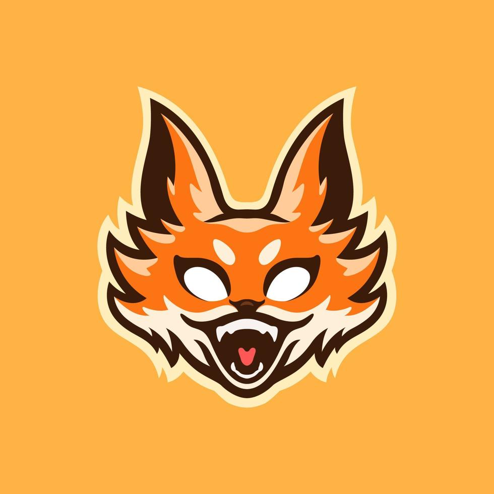 création de logo de mascotte de renard qui rit vecteur