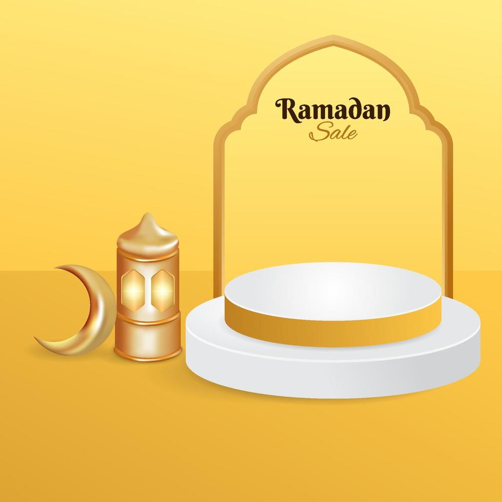 podium de vente du ramadan avec lanterne et lune vecteur