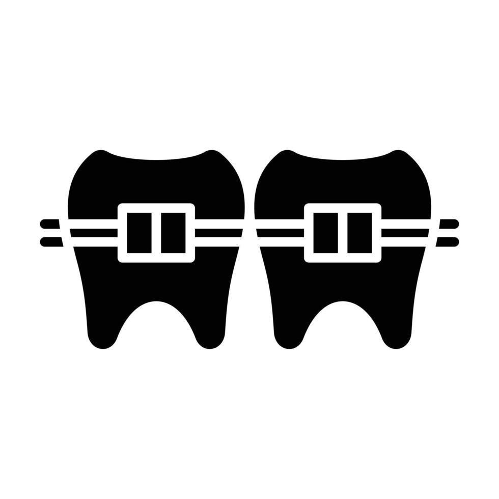 icône de glyphe d'accolades dentaires vecteur