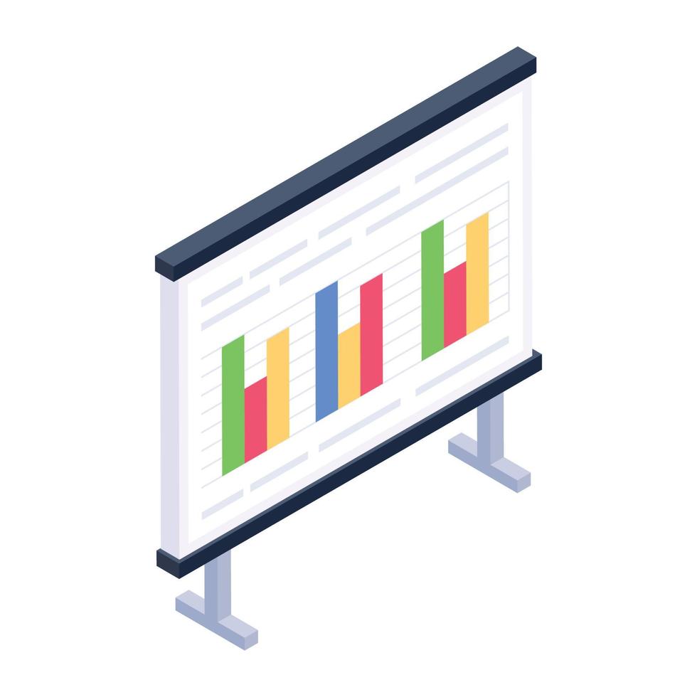 tableau des statistiques commerciales à bord, style isométrique vecteur