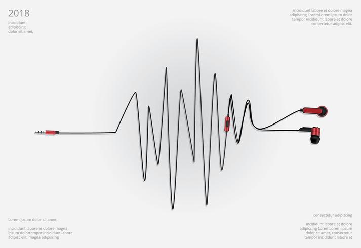 Écouteurs conceptuels avec illustration vectorielle téléphone vecteur