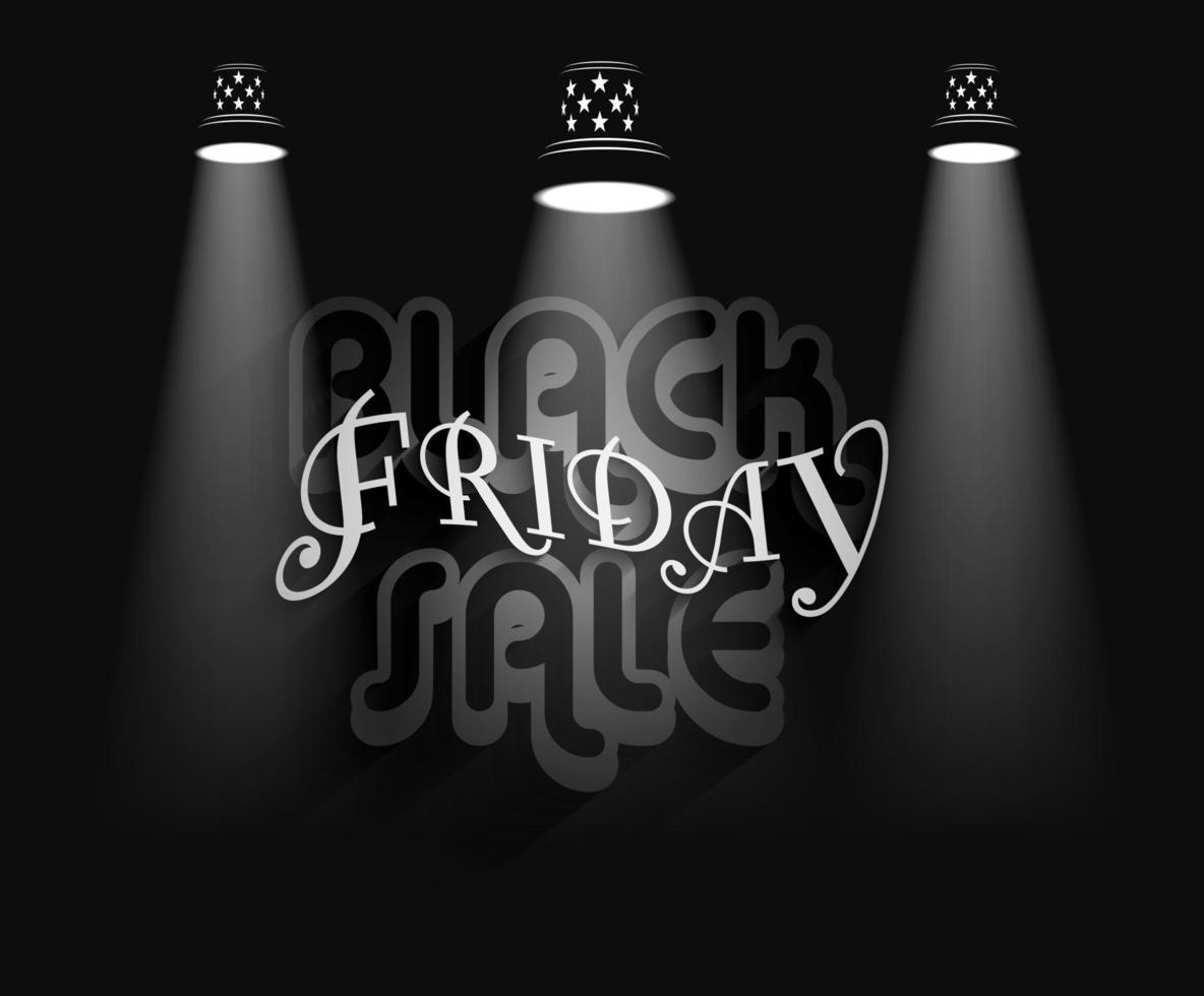 affiche de vente du vendredi noir avec des projecteurs vecteur