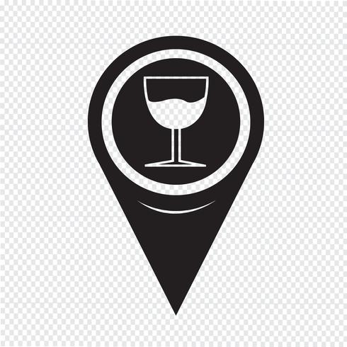 Carte Pointer Glass Drink Icon vecteur