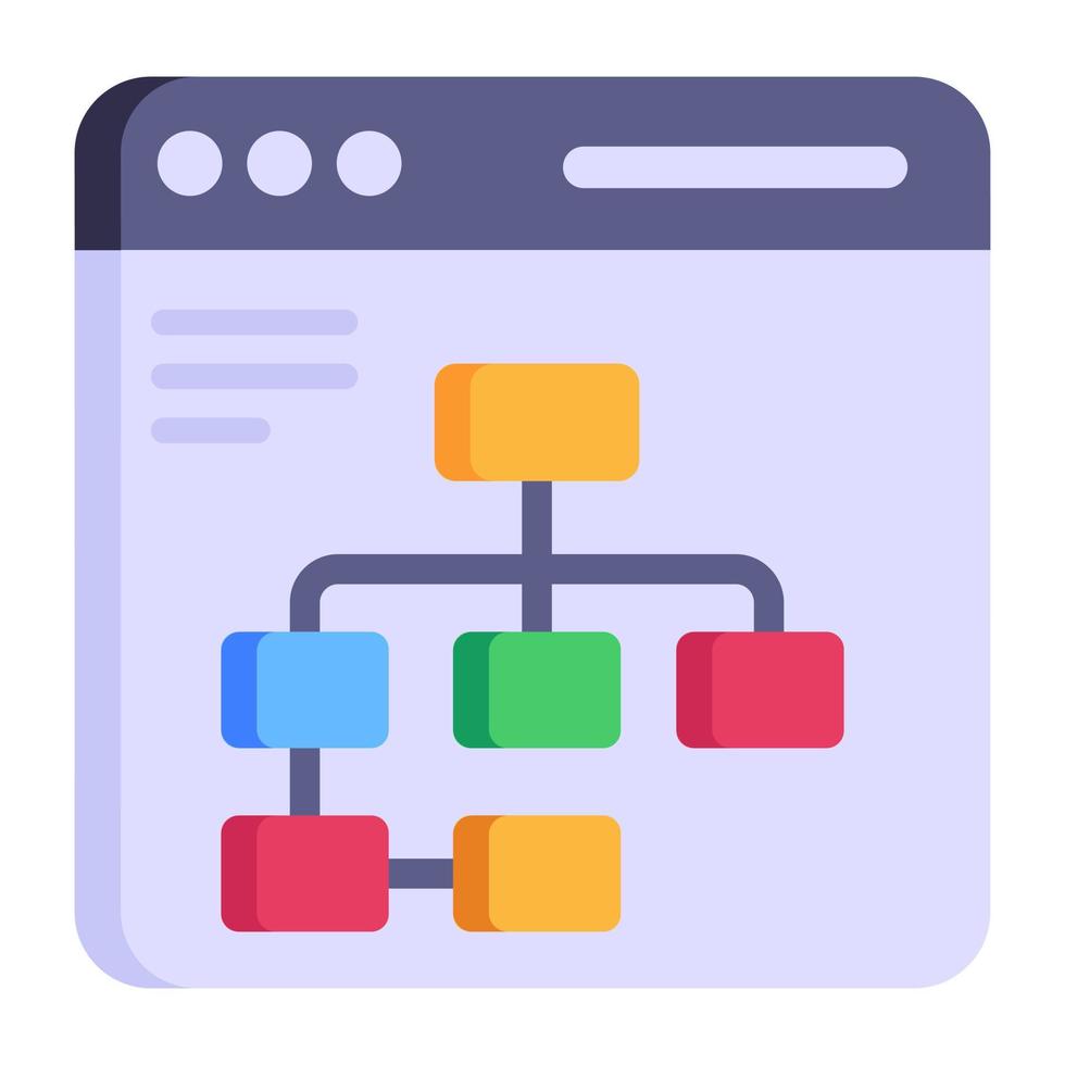 une icône plate bien conçue du flux de site Web vecteur