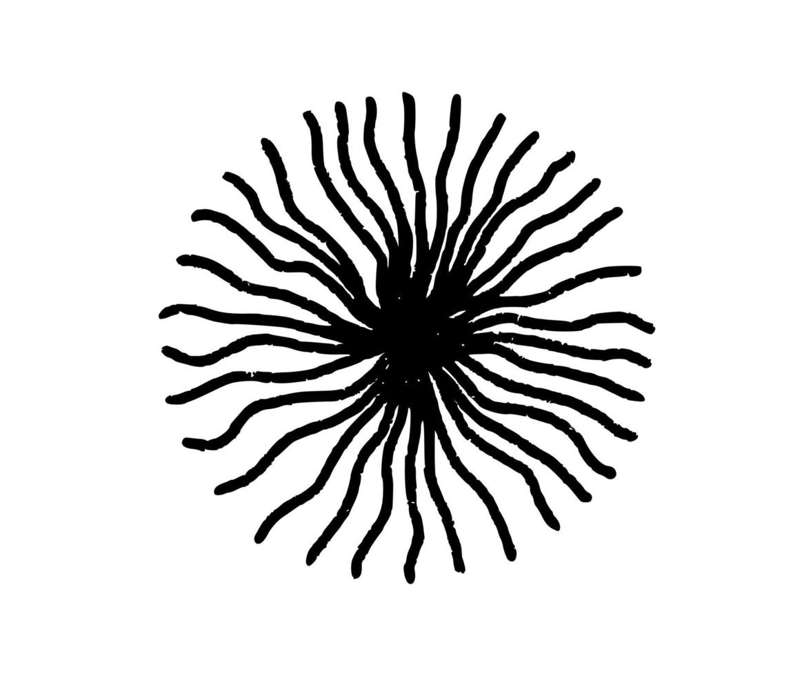 cercle dessiné à la main avec texture doodle. forme ronde noire abstraite moderne avec des lignes, des cercles, des gouttes. forme de doodle organique dessiné à la main. illustration vectorielle isolée sur fond blanc vecteur