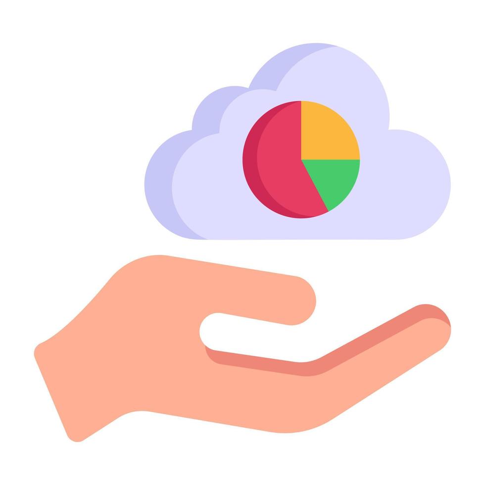 icône plate à la mode d'analyse en nuage, stockage de données d'entreprise vecteur