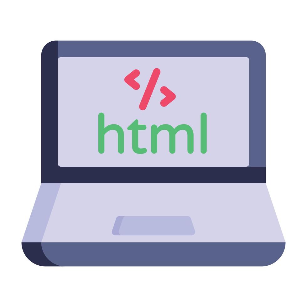 une icône plate tendance de code html, programmation de logiciels vecteur