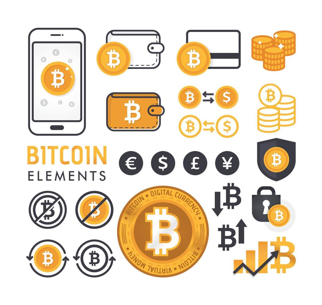 éléments de conception de bitcoins vecteur