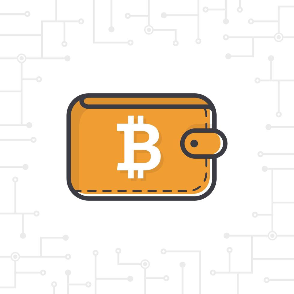 portefeuille bitcoin sur fond blanc. icône de portefeuille bitcoin. porte-monnaie bitcoin vectoriel avec pièce sur fond blanc. illustration vectorielle minière bitcoin