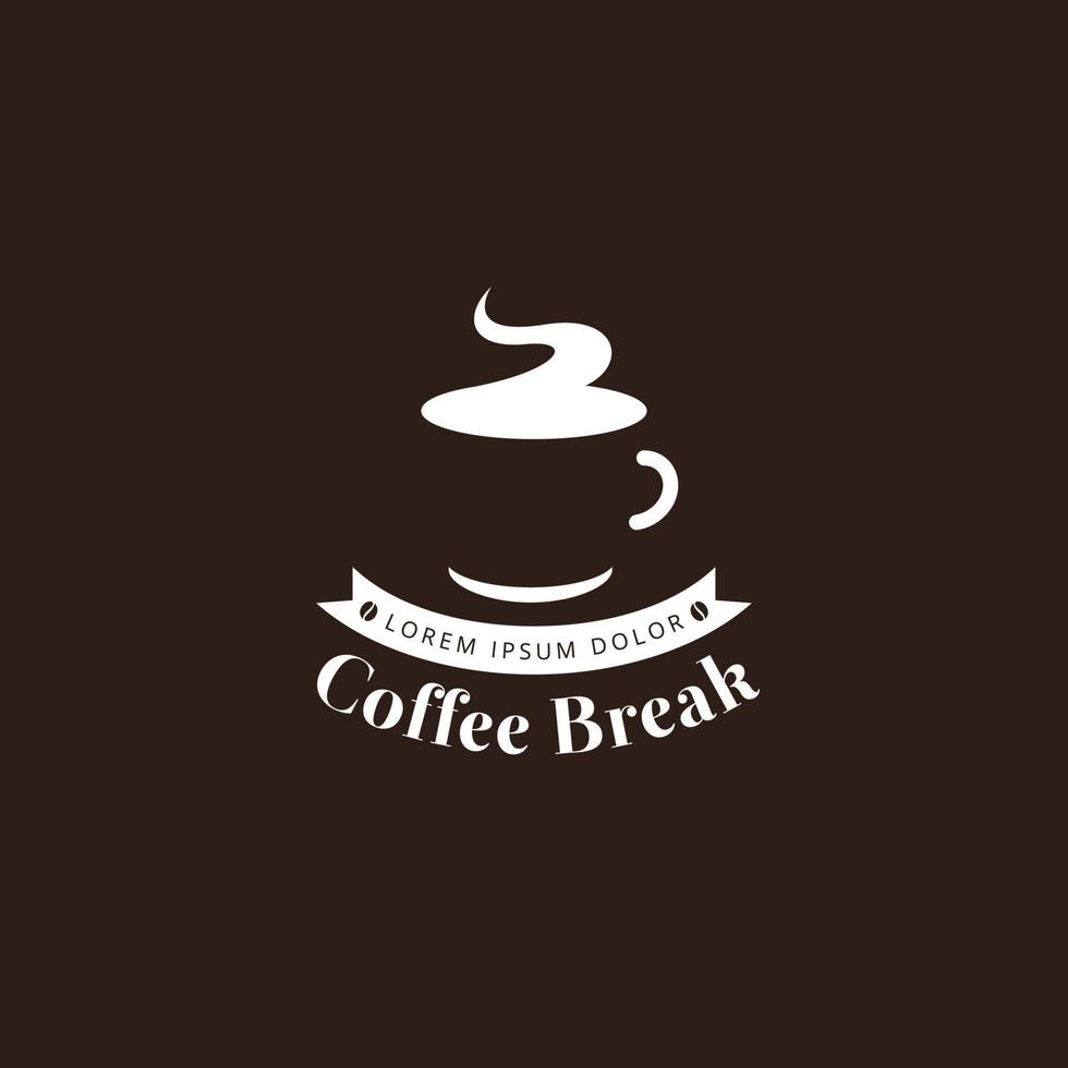 logo de pause café en couleur blanche vecteur