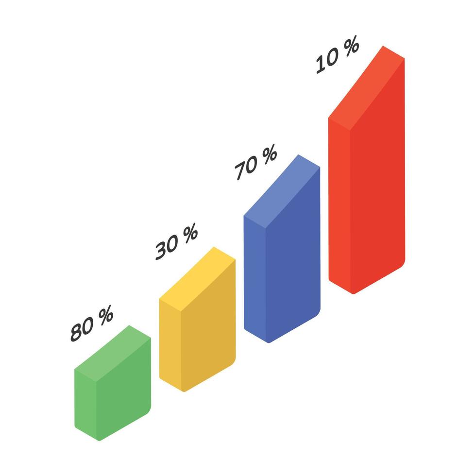 icône isométrique à la mode du graphique à barres vecteur