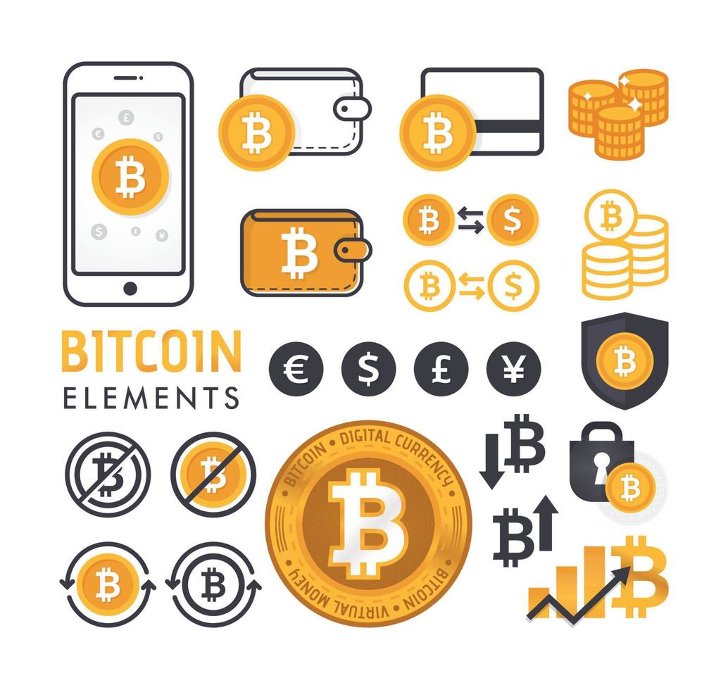 éléments de conception de bitcoins vecteur