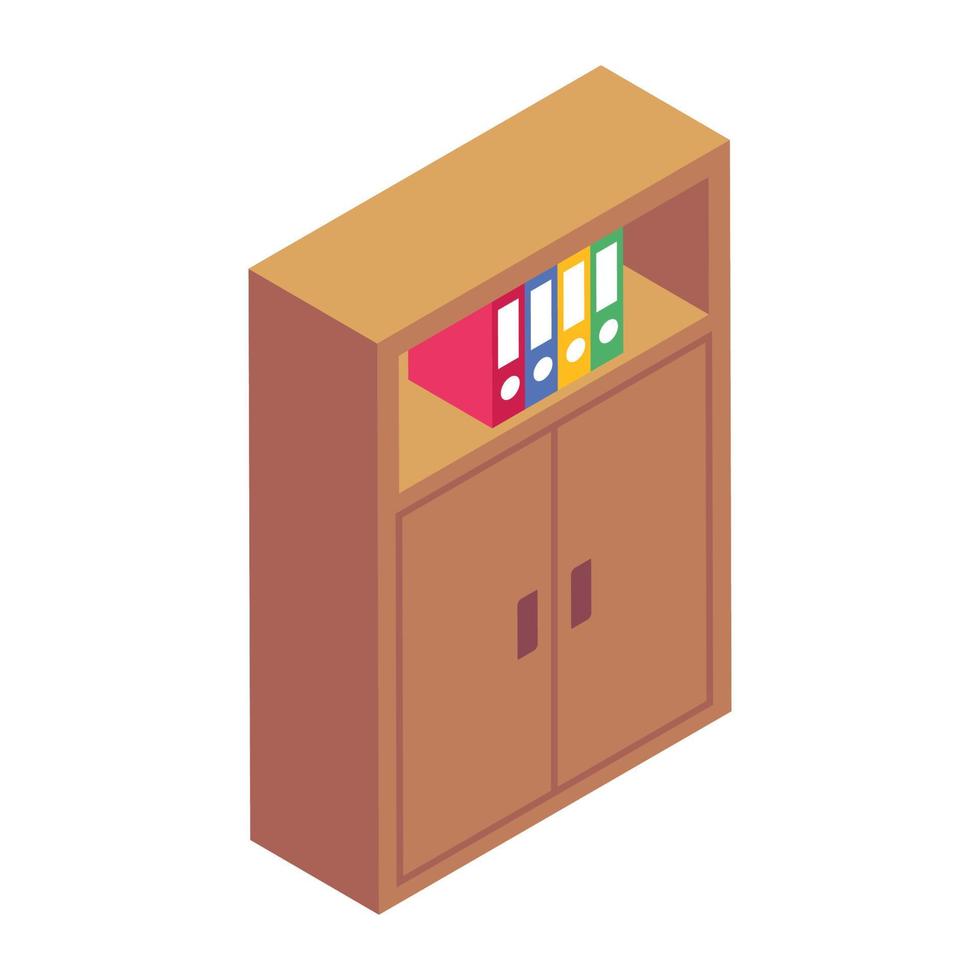 porte-dossier de bureau, icône isométrique du porte-fichiers vecteur